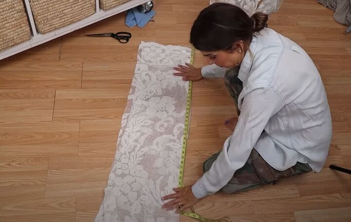 how you can make a sexy lace diy tablecloth dress, Making godet inserts