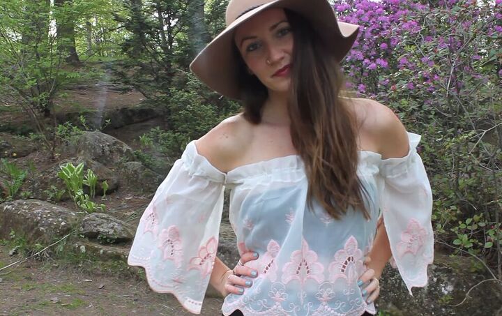 how to make a cute diy off shoulder top out of something unexpected, DIY off shoulder top