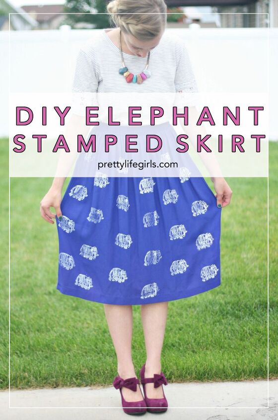 diy elephant stamped skirt