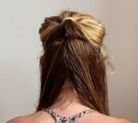 4 cute hairstyles with wet hair that are quick easy to do, Flipping the half ponytail up