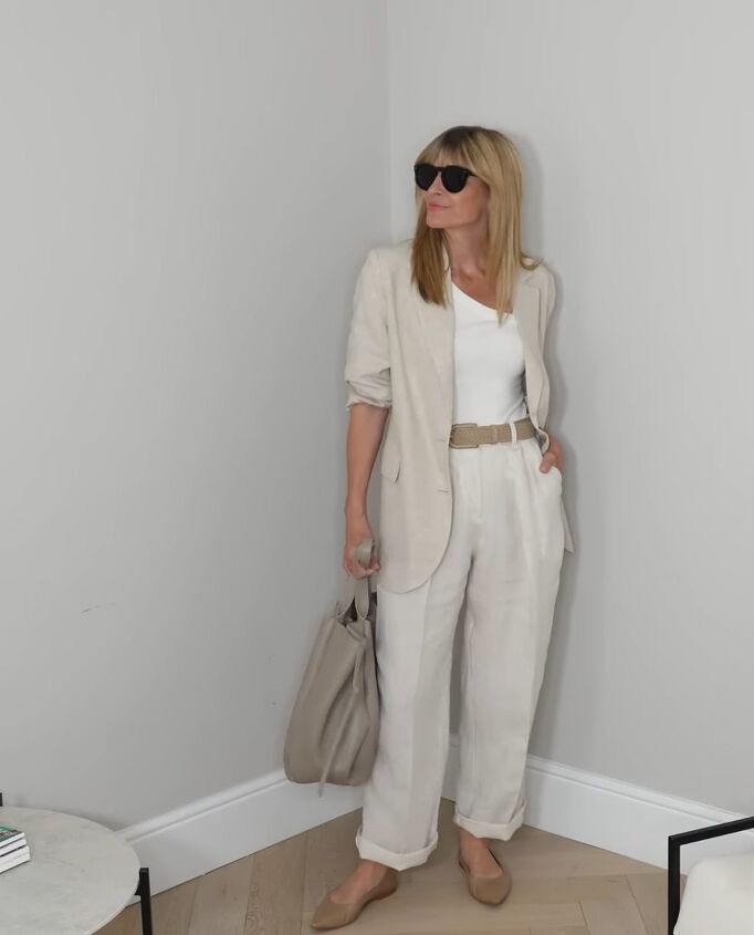 how to style linen pants classy outfit ideas for summer beyond, Styling high waisted linen pants for the office