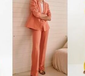 how to style linen pants classy outfit ideas for summer beyond, Colorful monochrome linen pants outfits