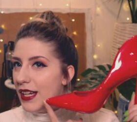 how to easily make diy louboutin shoes paint the town red, Red collar stiletto heels