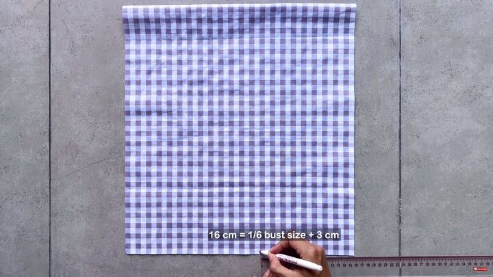 how to make a cute diy patchwork dress out of gingham scraps, Making the sleeve pattern