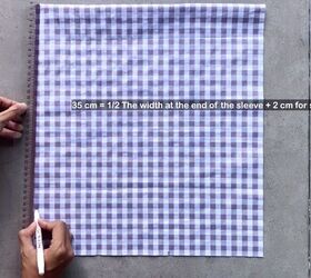 how to make a cute diy patchwork dress out of gingham scraps, How to measure the sleeve pattern