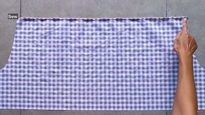 how to make a cute diy patchwork dress out of gingham scraps, Folding and pinning the edges