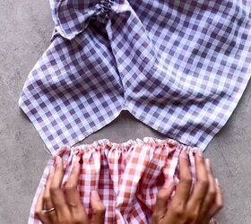 how to make a cute diy patchwork dress out of gingham scraps, Aligning the sleeve to the armhole