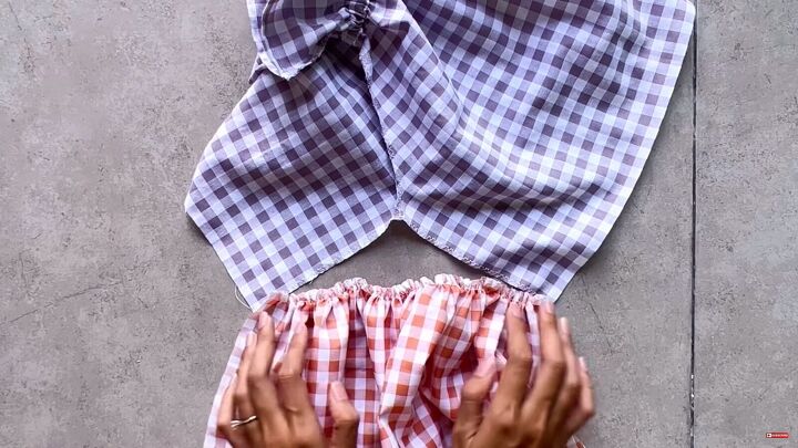 how to make a cute diy patchwork dress out of gingham scraps, Aligning the sleeve to the armhole