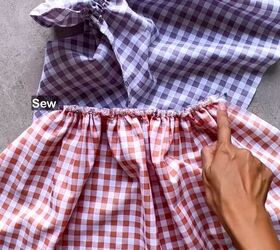 how to make a cute diy patchwork dress out of gingham scraps, Sewing the secure