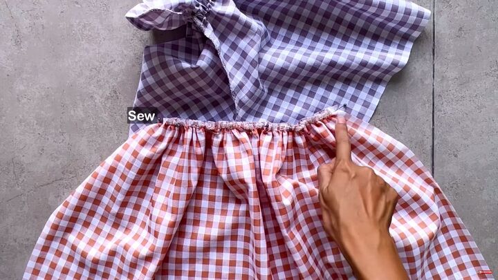 how to make a cute diy patchwork dress out of gingham scraps, Sewing the secure
