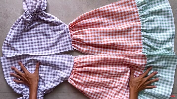 how to make a cute diy patchwork dress out of gingham scraps, Assembling the DIY patchwork dress