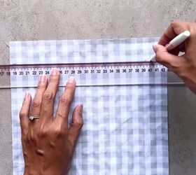 how to make a cute diy patchwork dress out of gingham scraps, Measuring the top edge
