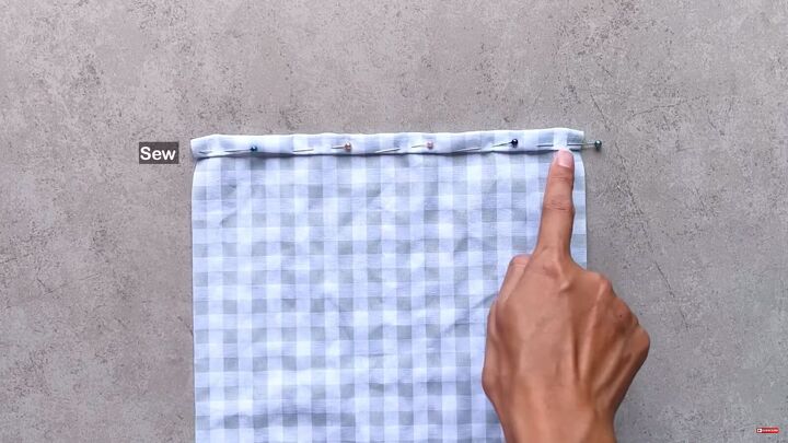 how to make a cute diy patchwork dress out of gingham scraps, Folding the top edge