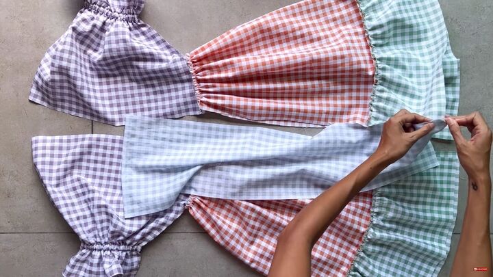 how to make a cute diy patchwork dress out of gingham scraps, Patchwork dress tutorial
