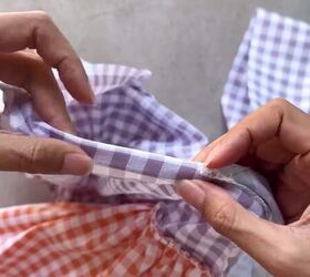 how to make a cute diy patchwork dress out of gingham scraps, Attaching the elastic