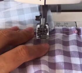 how to make a cute diy patchwork dress out of gingham scraps, Sewing the ends of the elastic