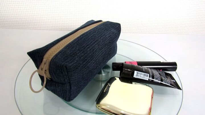 how to make a cute handmade makeup bag out of old denim, Handmade makeup bag