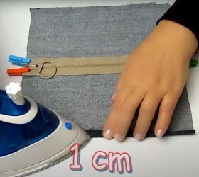 how to make a cute handmade makeup bag out of old denim, Pressing the edges with an iron