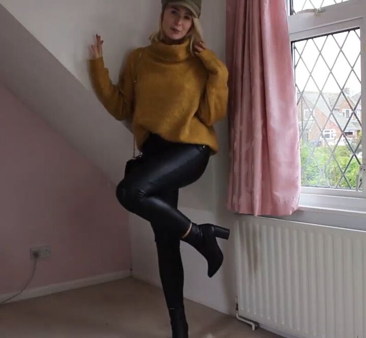 4 ways to wear wet look leggings from casual to dressy, Edgy outfit with wet look leggings