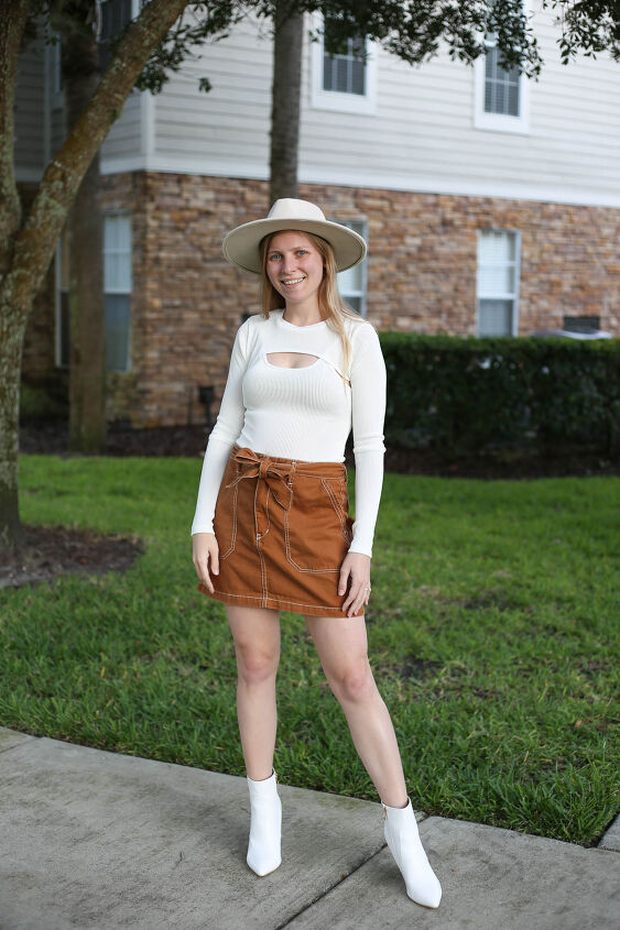 burnt orange utility skirt