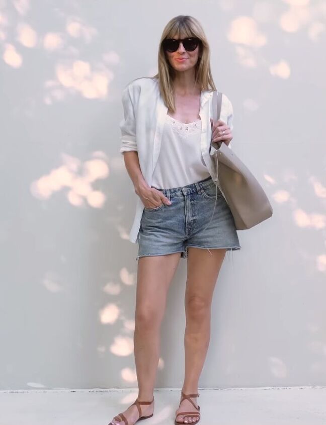 how to look chic in hot weather 9 classic summer clothing items, Wearing an oversized shirt to keep cool