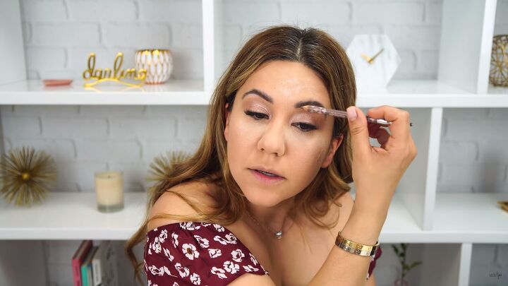 how to do simple everyday makeup you can take from day to night, Using a brow pencil to fill in brows