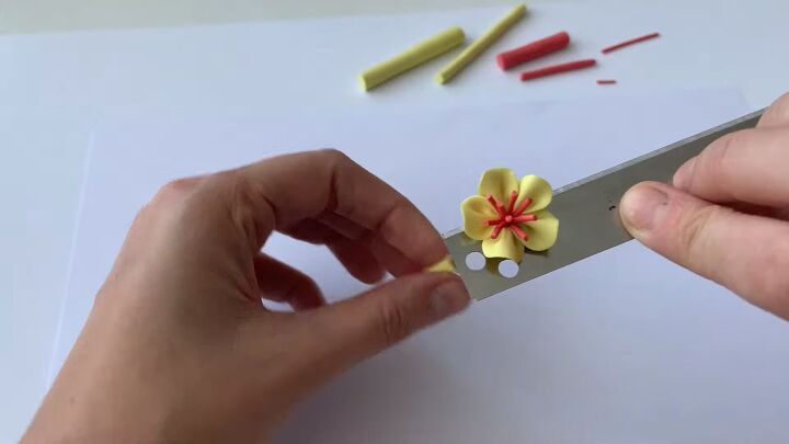 how to make a flower out of polymer clay part 4 flower with stamen, Cutting off the stem