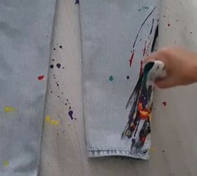 5 quick and easy steps to unique paint splatter jeans, How to paint jeans with fabric paint