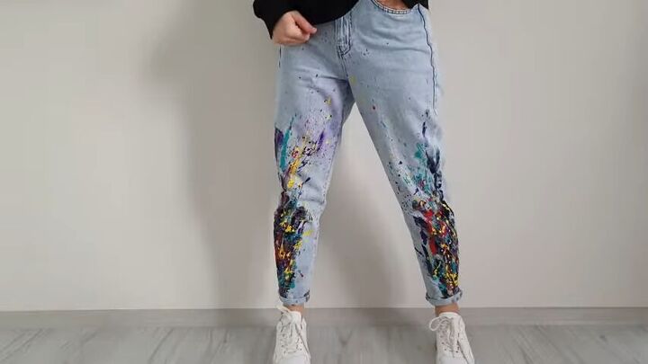 5 quick and easy steps to unique paint splatter jeans, Paint splatter jeans