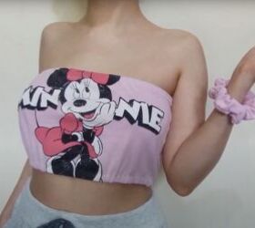 how to easily turn t shirts shirts into trendy tops, DIY tube top and matching scrunchie