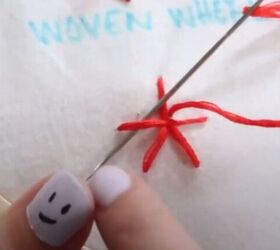 embroidery for beginners 8 easy stitches you need to know, Woven wheel embroidery step by step