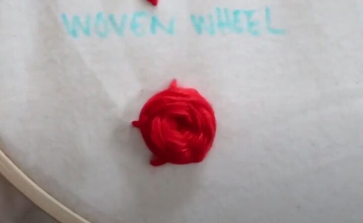 embroidery for beginners 8 easy stitches you need to know, Woven wheel embroidery