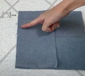 how to make a cute diy denim clutch bag out of an old jean dress, How to make a DIY denim clutch bag