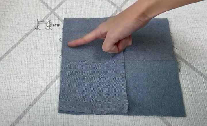 how to make a cute diy denim clutch bag out of an old jean dress, How to make a DIY denim clutch bag