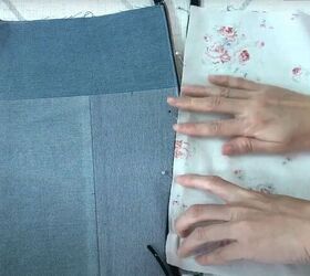 how to make a cute diy denim clutch bag out of an old jean dress, How to sew a denim clutch bag