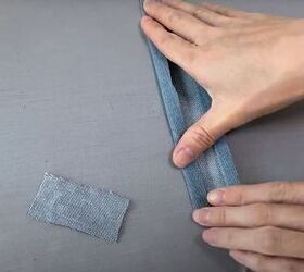 how to make a cute diy denim clutch bag out of an old jean dress, How to make the strap