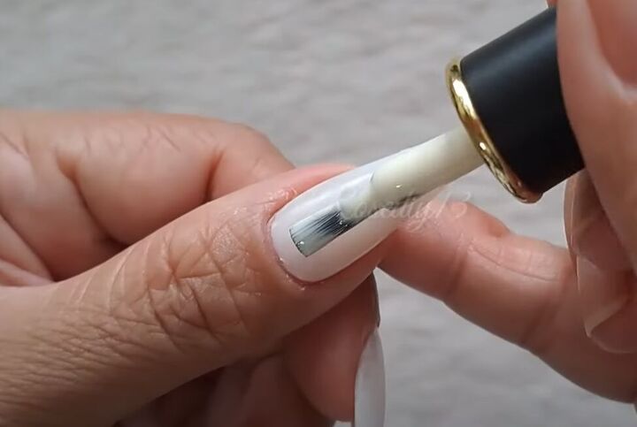 could this be the easiest nail art design you ve ever tried, Applying a white base coat