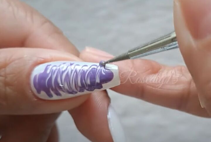 could this be the easiest nail art design you ve ever tried, Using a ball pointed nail tool to create nail art