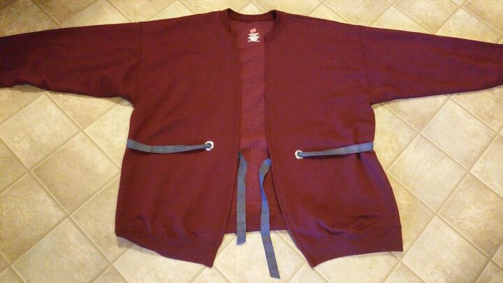 sweatshirt refashion tie waist cardigan with no sew option