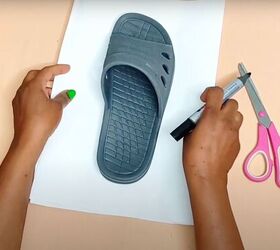 how to make cute diy slide sandals with african ankara fabric bows, Making the insole pattern