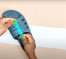 how to make cute diy slide sandals with african ankara fabric bows, Measuring the length
