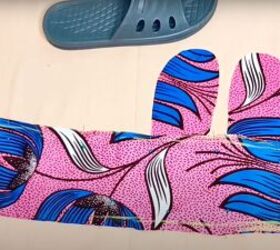 how to make cute diy slide sandals with african ankara fabric bows, Pinning pieces together