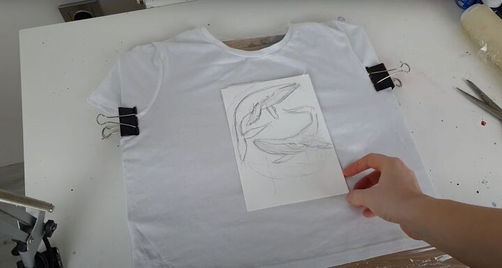 how to paint watercolor designs on a shirt creating art on clothes, Preparing the design
