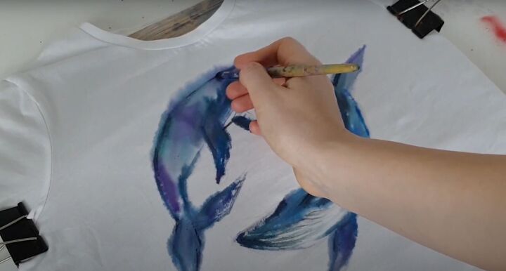 how to paint watercolor designs on a shirt creating art on clothes, Painting a t shirt