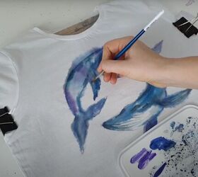 how to paint watercolor designs on a shirt creating art on clothes, Painting watercolor on a shirt