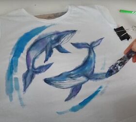 how to paint watercolor designs on a shirt creating art on clothes, Adding a background to the design