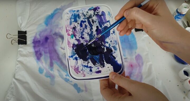 how to paint watercolor designs on a shirt creating art on clothes, Darker paint