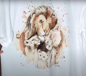 how to paint watercolor designs on a shirt creating art on clothes, DIY watercolor shirt with a lion design