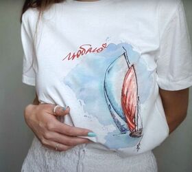 how to paint watercolor designs on a shirt creating art on clothes, DIY watercolor shirt design