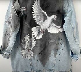 how to paint watercolor designs on a shirt creating art on clothes, DIY watercolor painting on a denim jacket